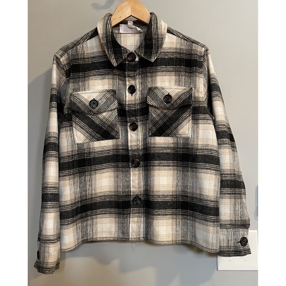 BB Dakota Steve Madden‎ Top Plaid Button Down Boxy Shacket Shirt-Jac Large